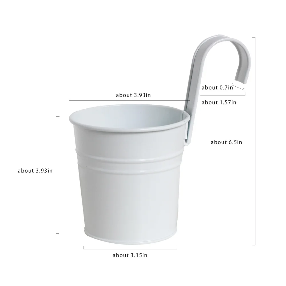 

5PCS Metal Hanging Flower Pot Retro Bucket Planter with Detachable Hook Multifunctional Holder for Garden Courtyard Patio CLH@8