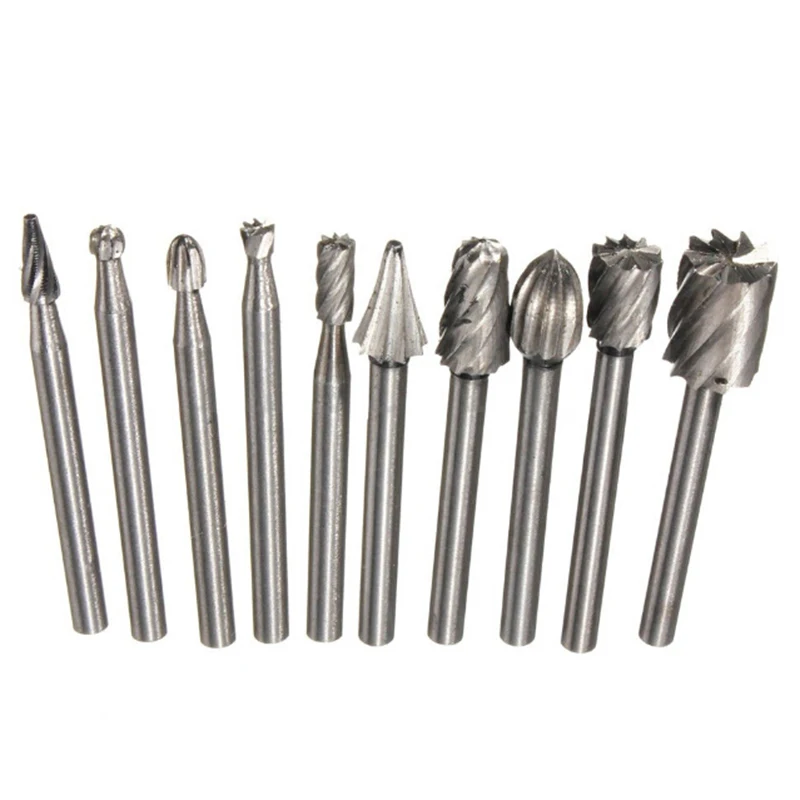 

10pcs Grinding Bits Spare High Speed Steel Part Burr Bits Wood Carving Engraving