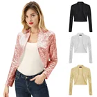 Женский короткий топ-болеро с блестками и длинным рукавом