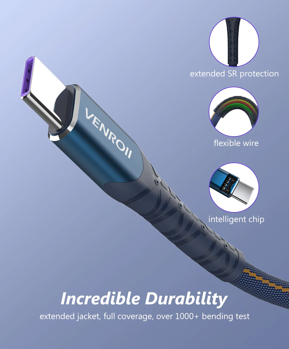 Venroii usb type C кабель для huawei mate 30 20 Pro 5A Supercharge Кабо для P30 P20 P10 Honor Быстрая зарядка USBC type-C кабель для передачи данных
