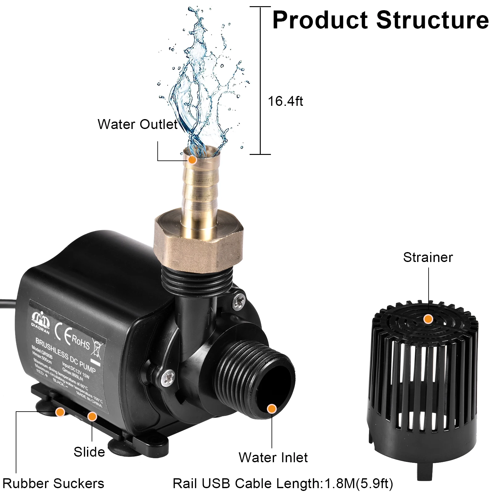 

New DC Water Pump Adjustable-Speed Quiet Waterproof Mini Water Pump Solar Circulation Pump For Ponds, Aquariums, Fish Tanks Hot#