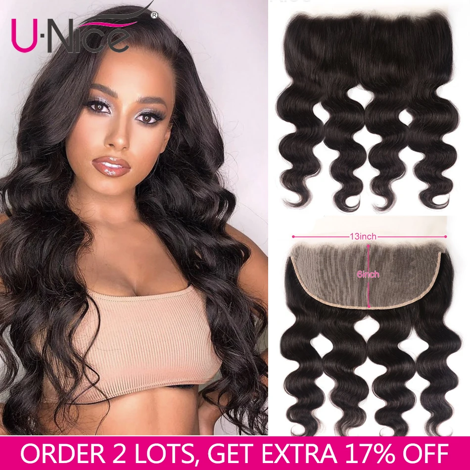 Волосы Unice 13*6 Прозрачная Кружевная Фронтальная объемная волна 8 18 &quotот уха до