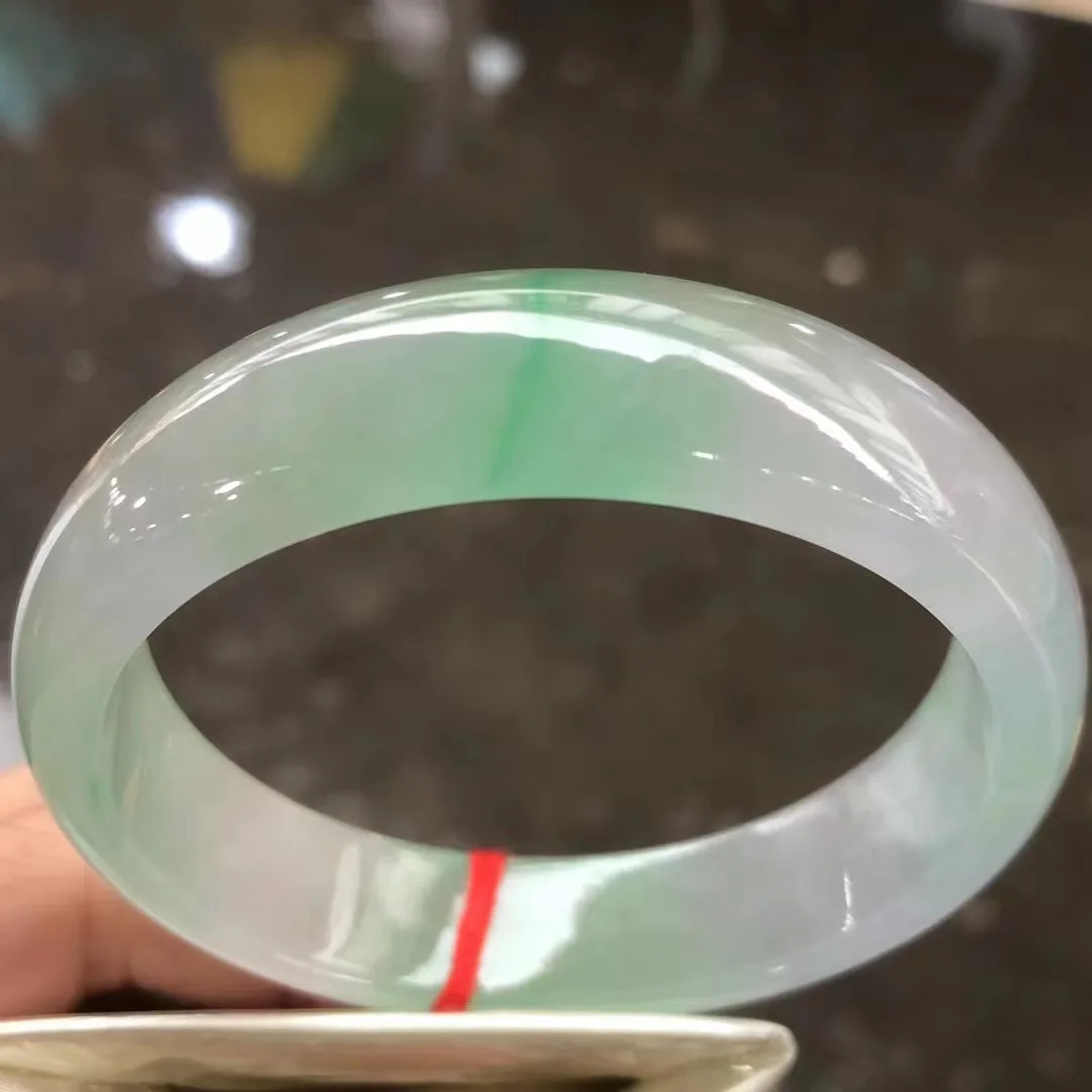 

Натуральный браслет из Мьянмы из жадеита, плоский браслет из настоящего жадеита, натуральный женский характерный браслет, 60 мм, 185