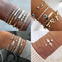 bohemia gold tassel bracelet for women femme fashion crystal rhinestone heart geometric evil eye bangle jewelry gift wholesale