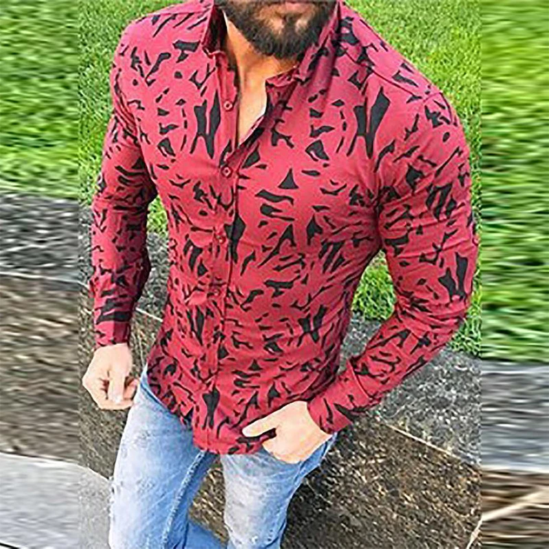 

Vintage Printed Men Long Sleeve Shirt 2021 Male Summer Casual Fashion Shirts Autumn Turn-down Collar Buttoned Shirts Streetwear