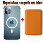 Новый Магнитный чехол для телефона с кожаным бумажником и держателем для карт для беспроводного зарядного устройства Magsafe для IPhone 13 12 11 Pro Max Mini, задние чехлы