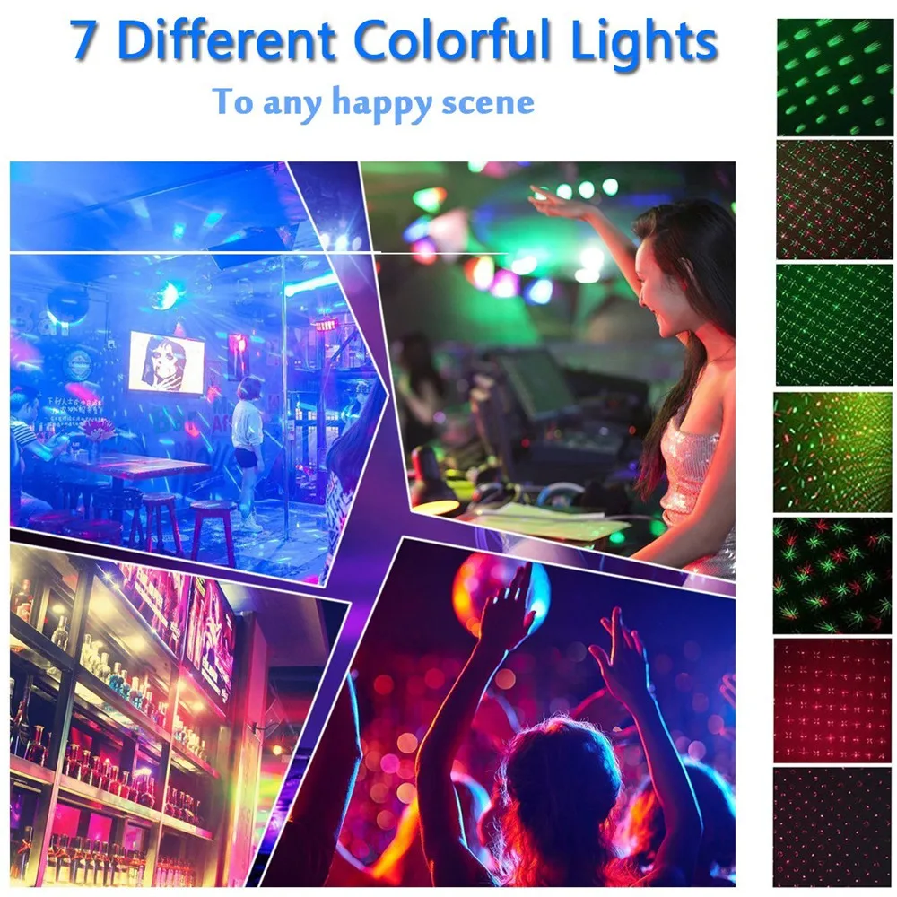 

Mini DJ Disco Light LED Red Green Laser Stage Projector Lights USB 5V Wedding Birthday Party DJ Stage Strobe Stage Lighting