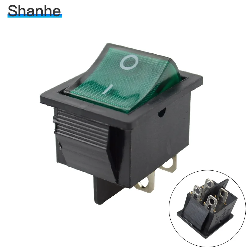 green 4pcs Красный, зеленый, желтый, синий светильник с подсветкой 4 Pin DPST переключатель включения/выключения - Цвет: green 4pcs