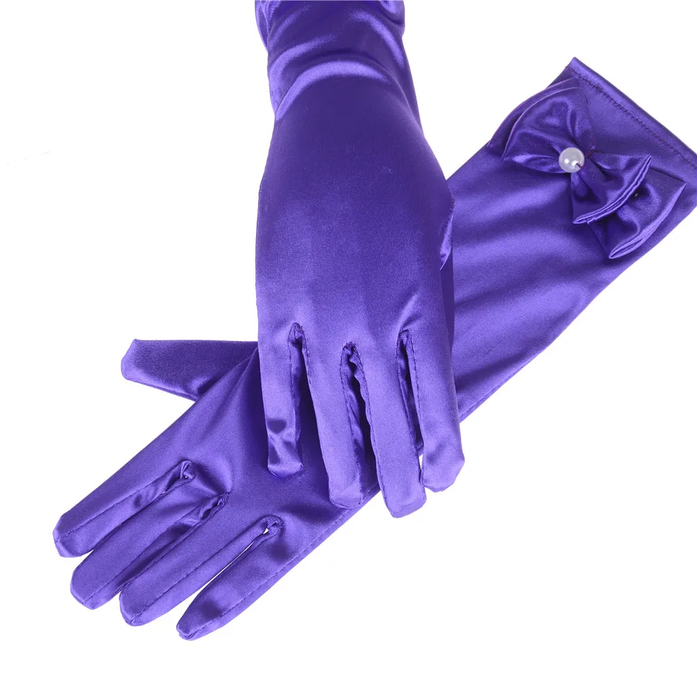 Accesorios de Cosplay de princesa para ni&ntilde;a, disfraz de sat&eacute;n para beb&eacute;, guantes con lazo, suministros para fiesta de princesa, regalo de cumplea&ntilde;os-2