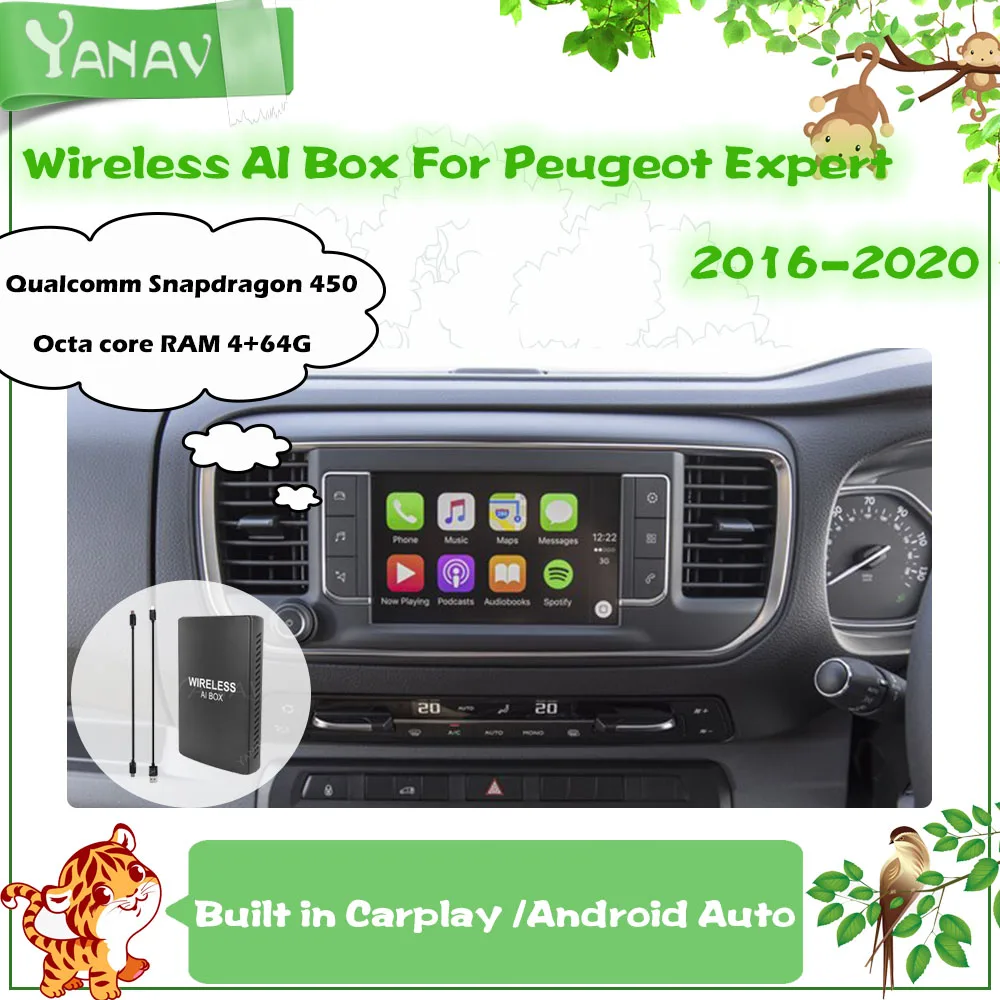 

Qualcomm Android Беспроводная интеллектуальная коробка для Peugeot Expert 2016-2020 CarPlay Plug and Play Car Smart Box Google YouTube Netlix видео