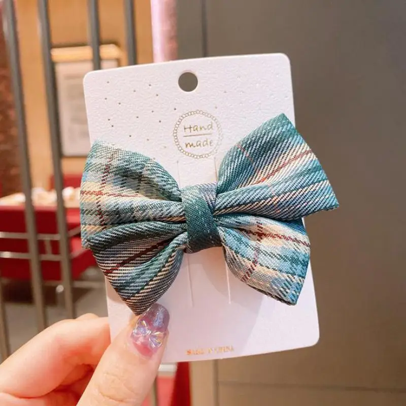 Horquillas con estampado de cuadros para ni&ntilde;a, accesorios para el cabello, horquilla con Clip para beb&eacute;, herramientas de peinado para ni&ntilde;a, pasadores para fiesta, tocado de mariposa-3