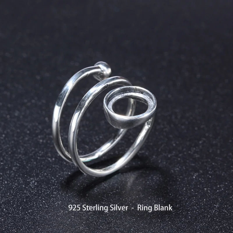 New  Heteromorphic Baroque 925 Sterling Silver Ring Blank Empty Tray Inlaid Crystal Turquoise Natural Gem Women Diy Accessories