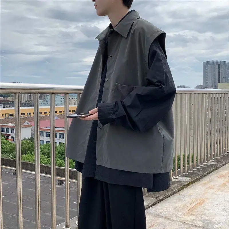 

Sleeveless Vest Men And Women Design Sense Autumn Korean Trend Hong Kong Style Retro Wild Loose Jacket Spring/Autumn