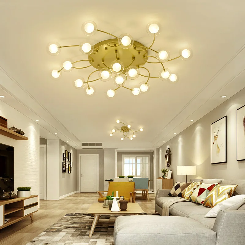 Стеклянные металлические светодиодные люстры для дома современные потолочные