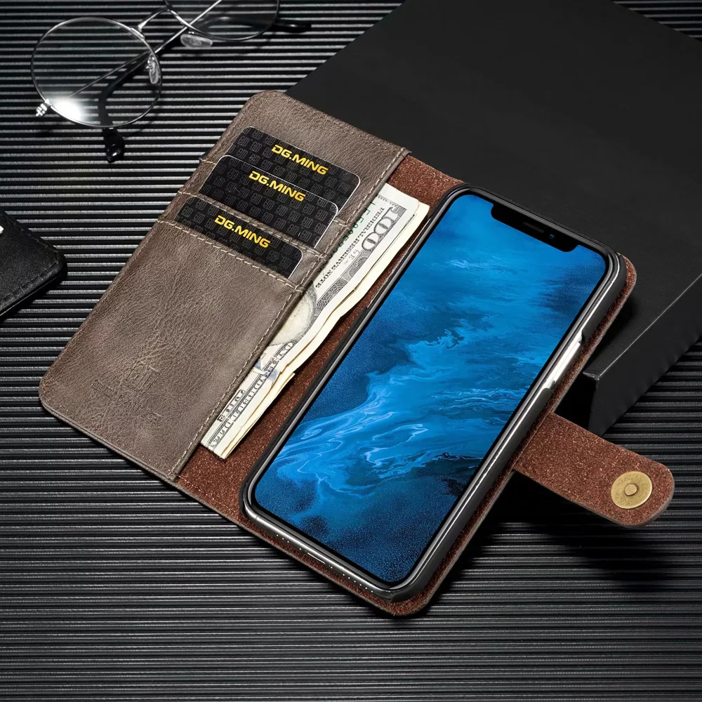 Wallet Card Phone Bags Magnetic PC Back Cover for New iPhone 11 Pro Max 5.8'' 6.1 6.5'' 2019 Case Luxury Genuine Leather Fundas |