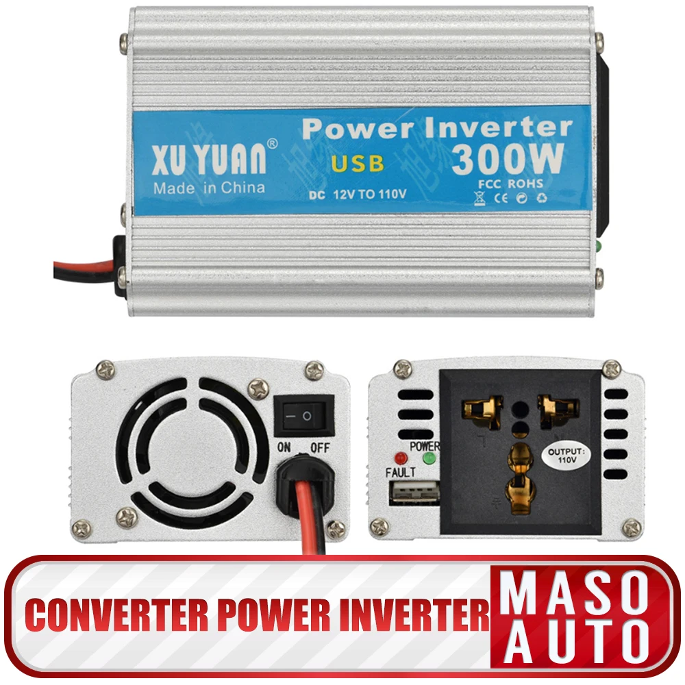 

Car Inverter 300W Vehicle Converter Power Inverter DC 12V to AC 230V USB Charger Port Car Accessories For Trailer Truck Bus Van