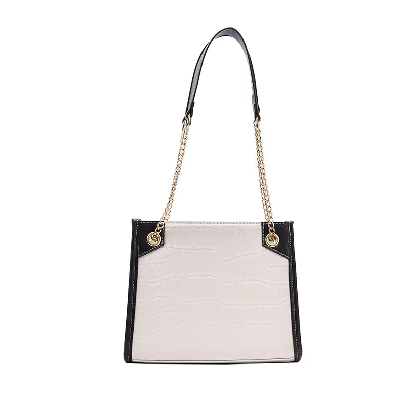 

Stone Pattern Contrast Color PU Leather Shoulder Bag for Women 2020 Branded Chain Designer Handbags Women's Trend Hand Bag