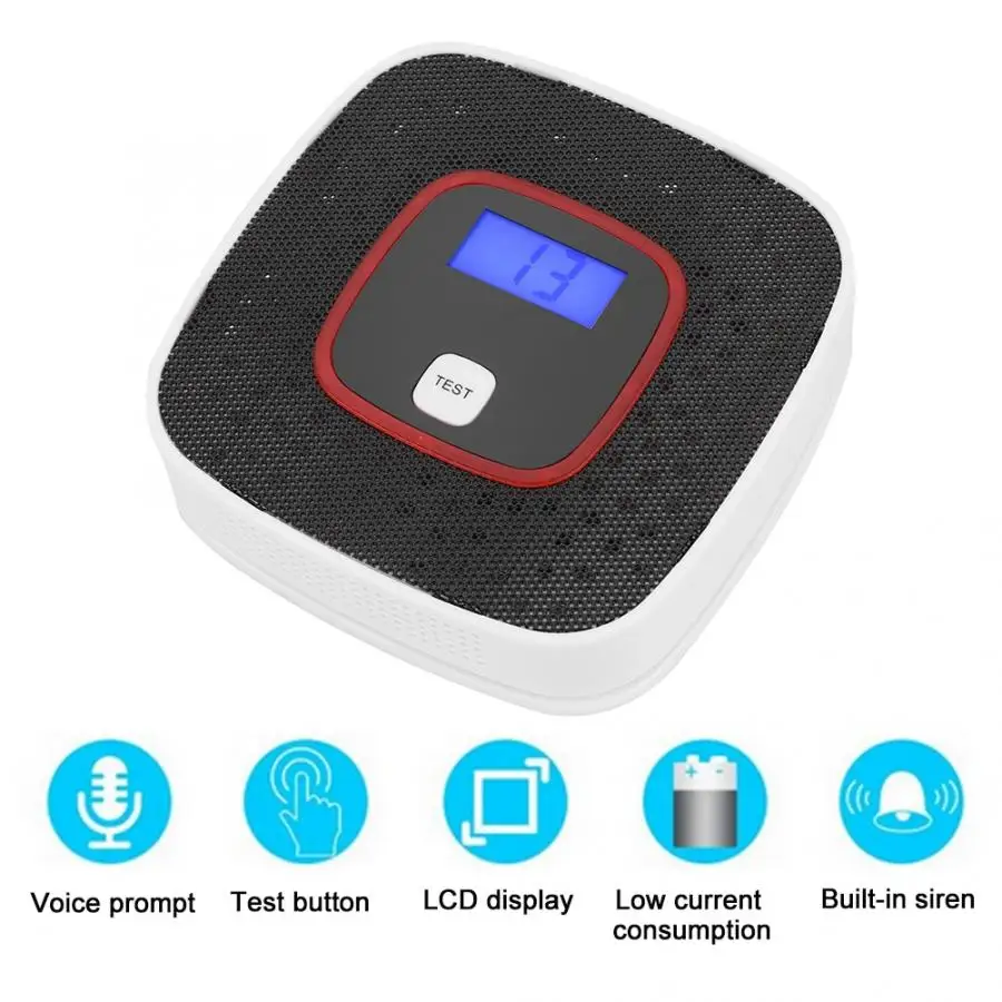 LCD CO Carbon Monoxide Detector Alarm Sensor Poisoning Gas Analyzer Human Voice Prompt Tester Hot Sale | Безопасность и защита