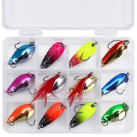 goture 12pcslot metal spoon fishing lure 2 5g 3g spinnerbait sequin hard artificial bait with fishing box pesca