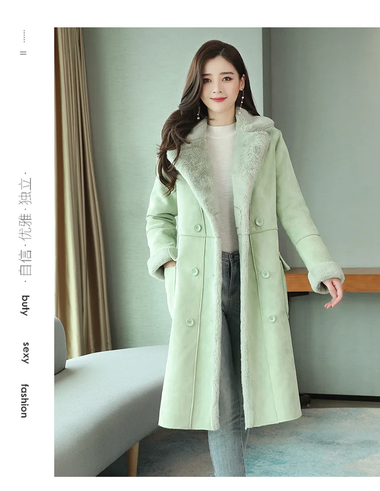 Trending Products Women Winter jackets Suede long coat Imitation lamb wool coats Warm cotton clothing Thicken free shipping 1872