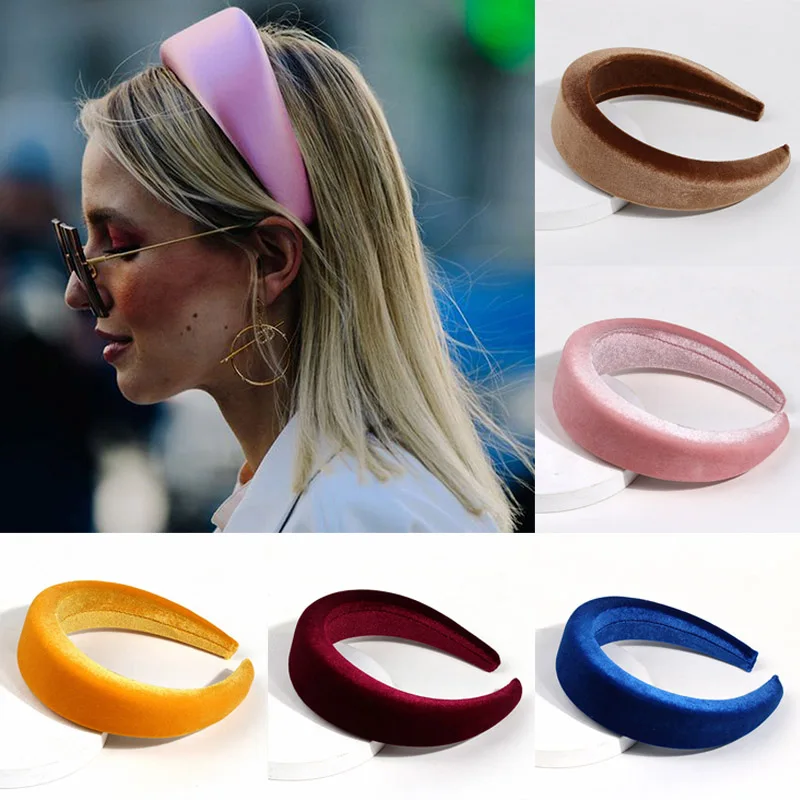 

Q Thick Velvet Headbands Women Wide Head Band Headwear Elasticity Hairband Elegant Girls Hair Accessories Vintage Headband