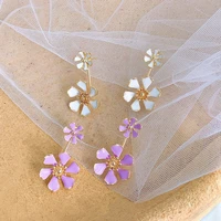 xiyanike 2020 korea sweet style flower plant stud earrings white purple romantic cute earrings stud holiday jewelry female gift