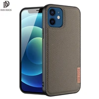 for iphone 12 mini 5 4 case dux ducis fino series woven fabric back case protecting case support wireless charging supper