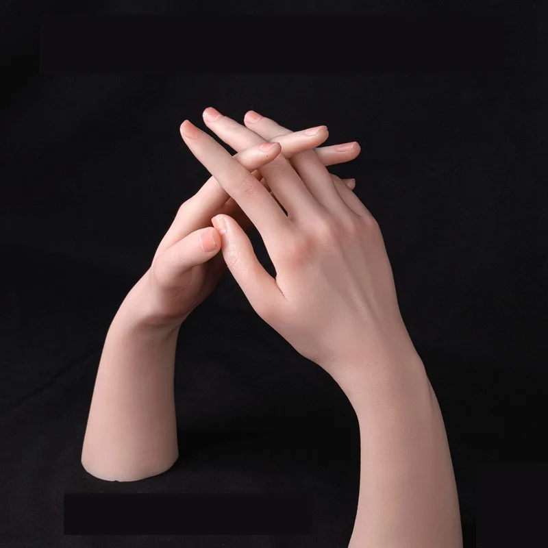 Realistic Lifelike Female Silicone Mannequin Practice Hand Ring Jewelry Nail Manicure Painting Shooting Display Showing Shelf
