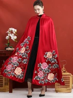 cape poncho coats 2021 spring summer autumn outerwear coats women lurex embroidery single button long cardigan coats female 3xl