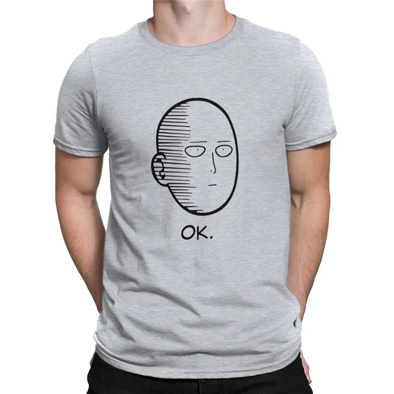 Футболка с принтом &quotOK&quot One Punch Man OPM Soka в стиле Сайтама черная хлопковая футболка