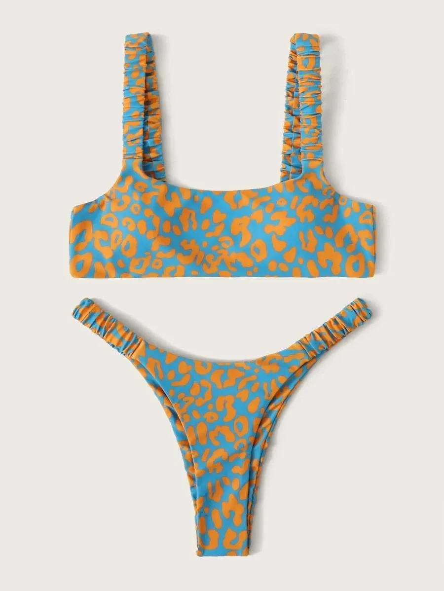 

Sexy Micro Bikini 2020 Women Orange Leopard Push Up Padded Thong Swimsuit Female Cut Out Bathing Suit Swimwear Trajes De Bano