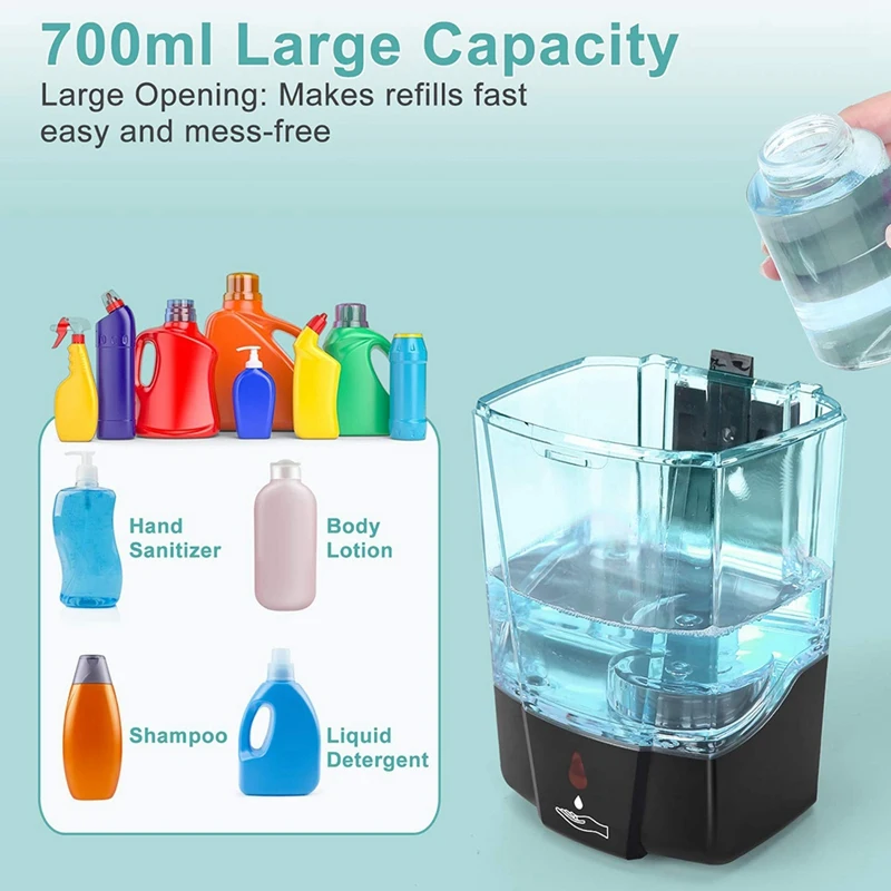 

Automatic Soap Dispenser, Touchless Infrared Motion Sensor, 700Ml Wall Mount Hand Free for Bathroom Kitchen Hotel