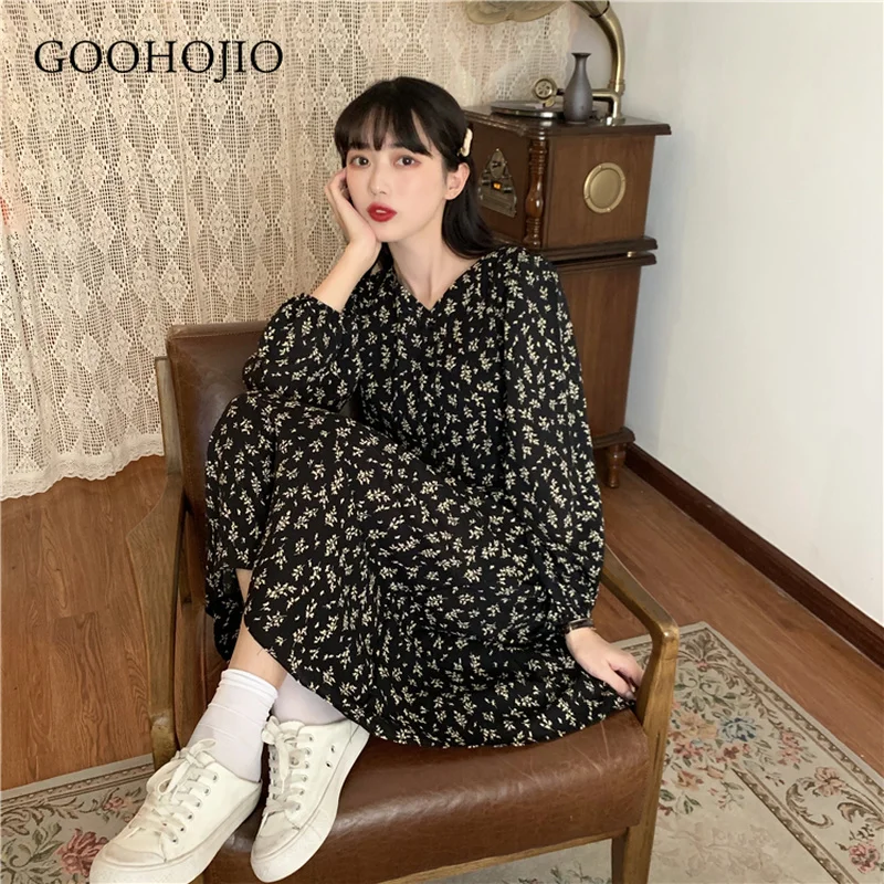

GOOHOJIO 2021 New Spring and Autumn Fashionable Dress Women Floral Temperament Dress for Women Elegant Retro Women Chic Dresses