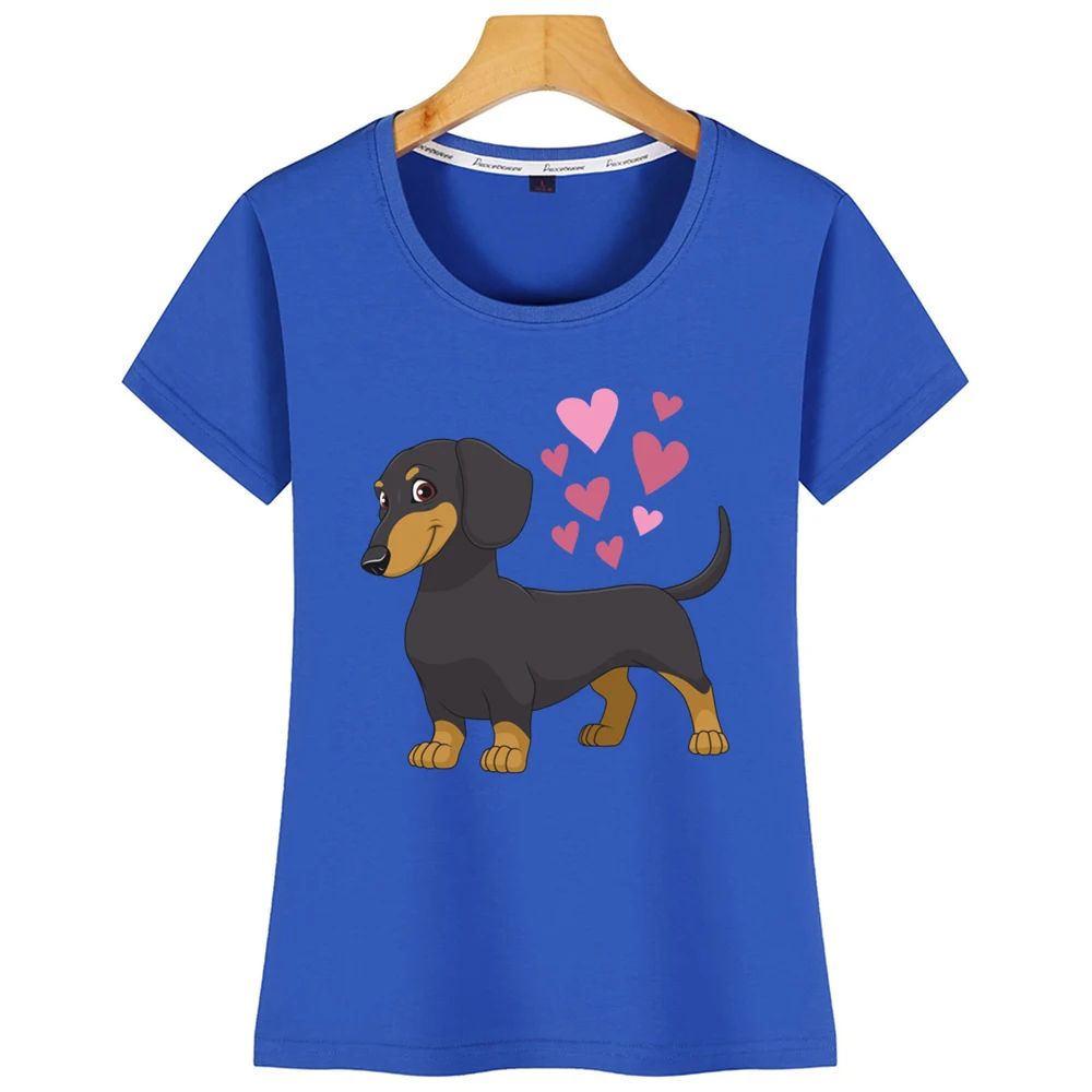 Топы Футболка женская такса собака мода надписи хлопок | Женская одежда
