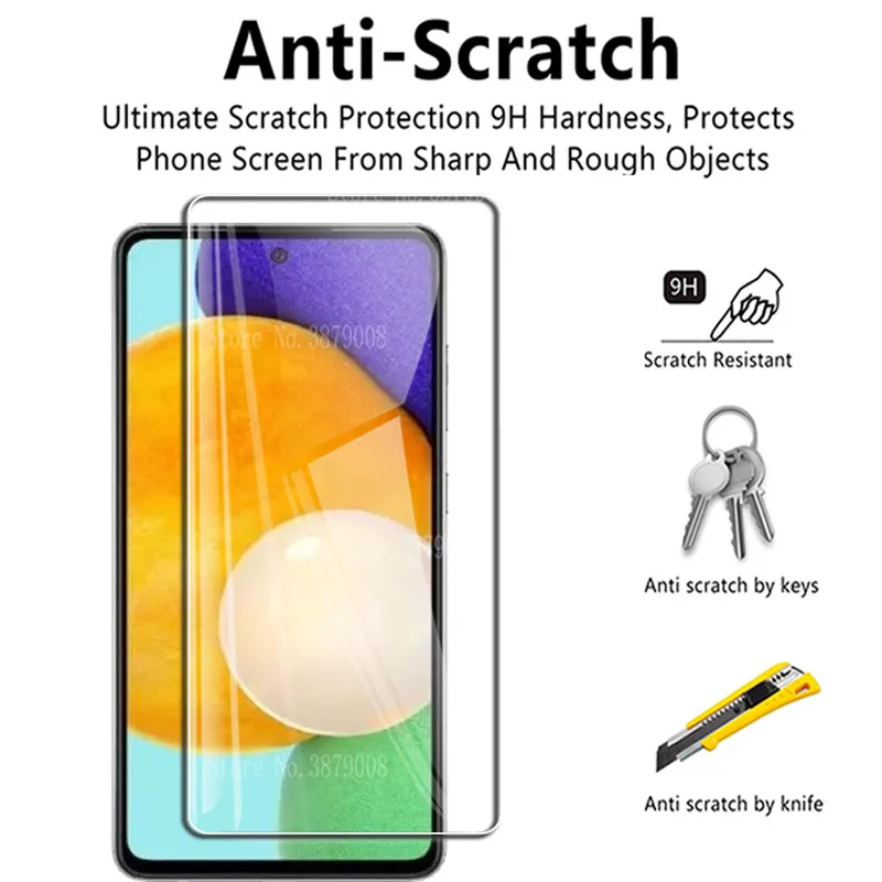 

4 in 1 Tempered Glass For Samsung Galaxy A52 5G A51 A50 A50S Screen Protector Full Cover Camera Lens Film For Samsung A52 Glass