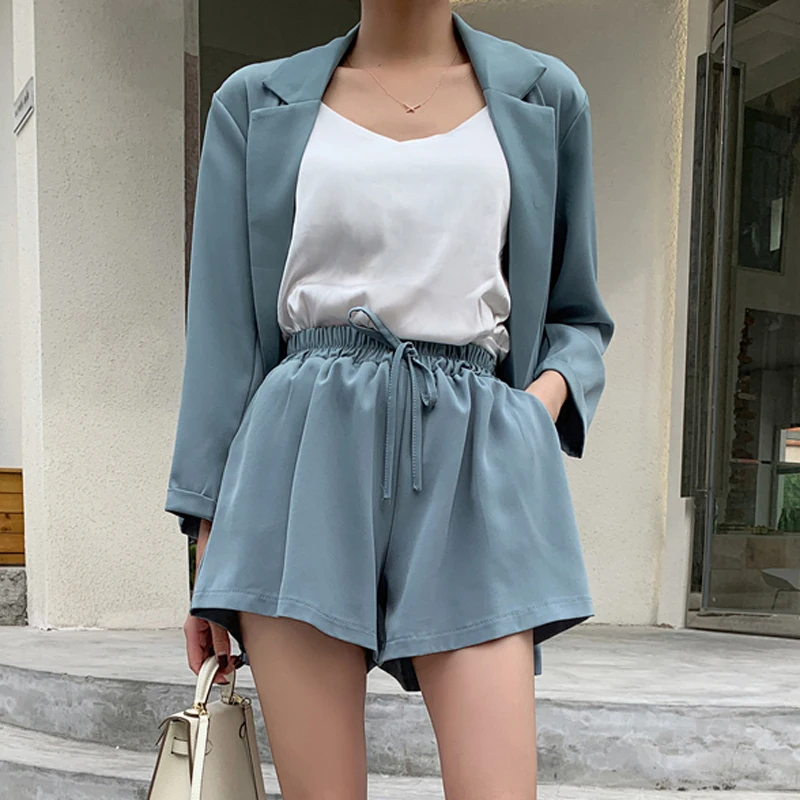 Женский костюм из двух предметов повседневный свободный пиджак и шорты