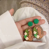 trendy unique polymer clay drop earrings for women 2021 cute multi color round pendant dangle earrings leopard jewelry %d1%81%d0%b5%d1%80%d1%8c%d0%b3%d0%b8