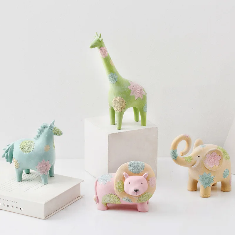 Статуэтка жирафа статуи животных из смолы домашний декор кавайные