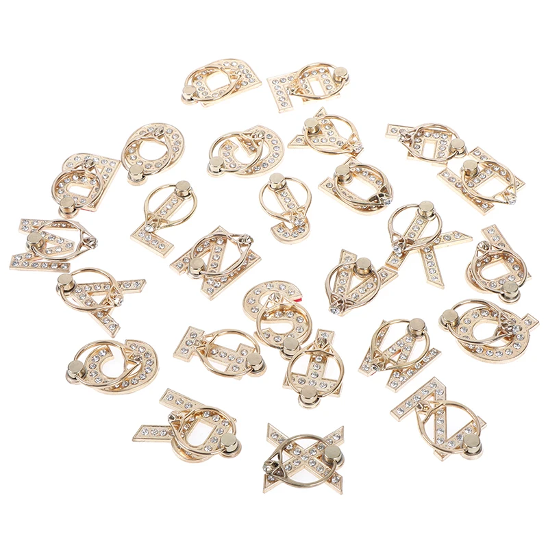 360 Degree Rhinestone Metal Letter A-Z Finger Ring Smartphone Stand Holder Mobile Phone Holder For All Phone Decor Accessories