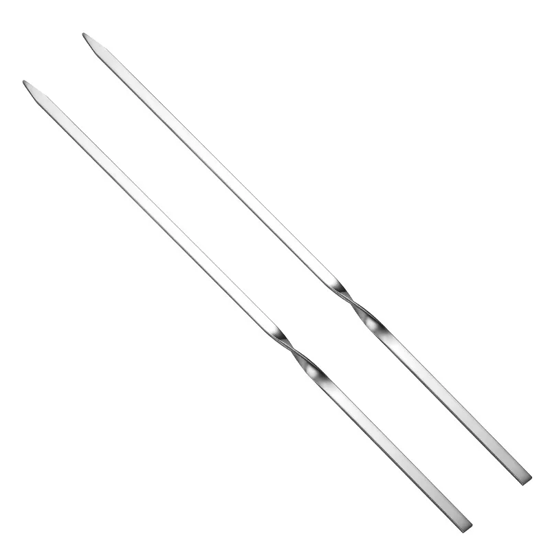 

25/30/35/40CM Stainless Steel Barbecue Needle BBQ Flat Skewers Anti-Skid Handle Barbecue Sign Kitchen Tools