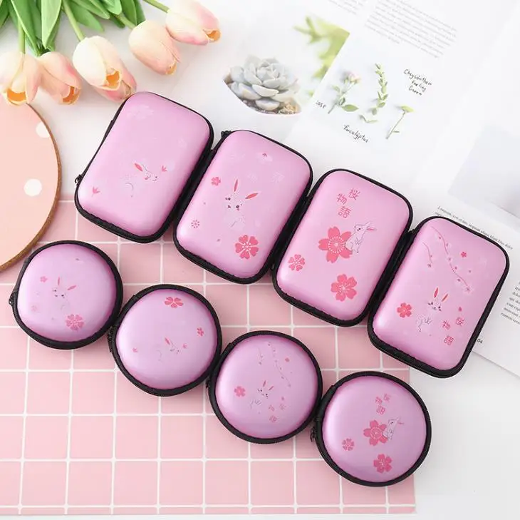 1 Pcs Cute Portable Mini Cherry Blossoms Sakura Rabbit Women Girls Coin Bags Headphone Case Zipper Card Holders Pouch Gifts |