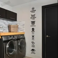 Laundry Room Wall Decal Quote Wash Dry Fold Iron Vinyl Bathroom Art Wall Sticker Waterproof Wall Murals For Shop Wimdows Y283