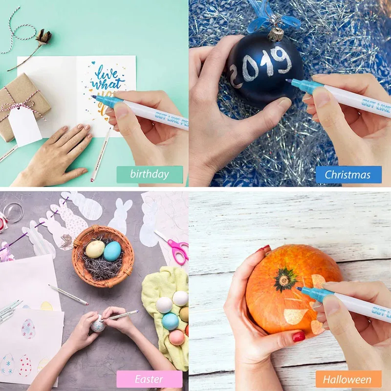 

Gift Card Writing Drawing Double Line Outline Pen Portable for School DIY Poster HK3