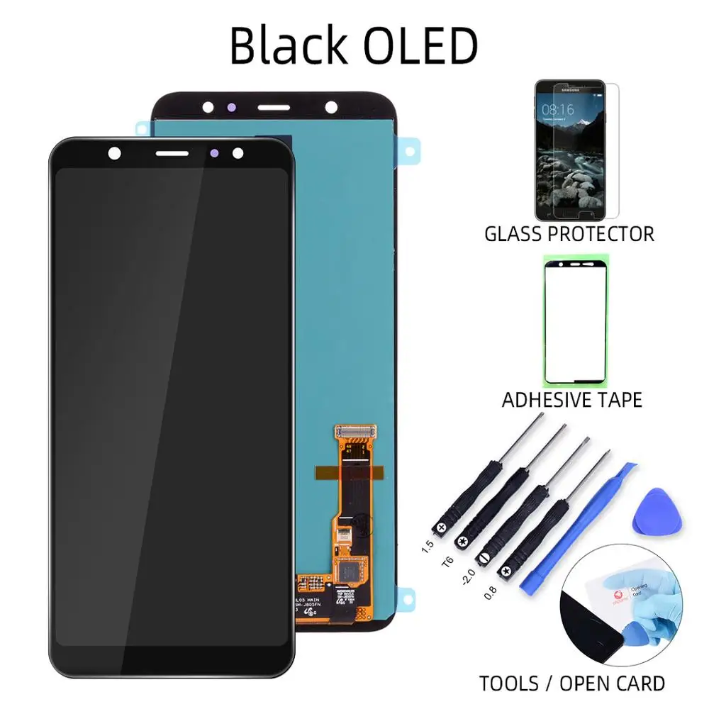 Black OLED Активно-матричные осид, Дисплей для samsung Galaxy A6 плюс Дисплей Сенсорный экран дигитайзер для samsung A6 плюс ЖК-дисплей Дисплей A605F A605FN - Цвет: Black OLED