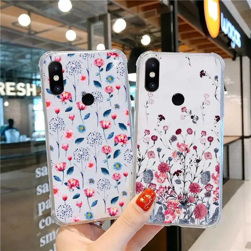 

Cute flower creative Phone Case Transparent For Xiaomi CC 9 11 MAX3 Mix3 MIX2 6X 8 5x 10S 11 10 X SE lite Pro
