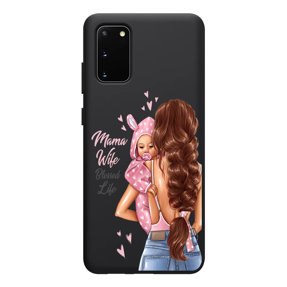 Super Mom Case for Samsung Galaxy S21 A51 S20 A50 A71 A70 A12 A21S S10 S9 S8 A52 A72 S10e Note 20 10 Plus Ultra Lite Black TPU