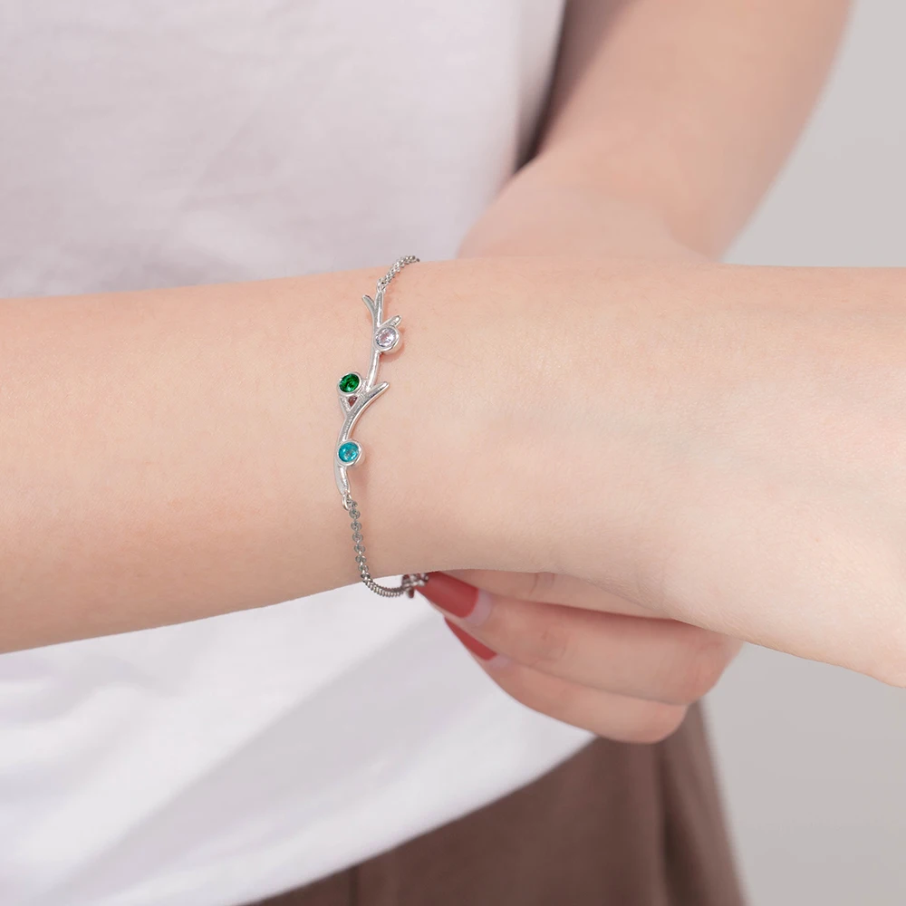 Женские браслеты с 3 камнями на заказ ветками рождения индивидуальный подарок