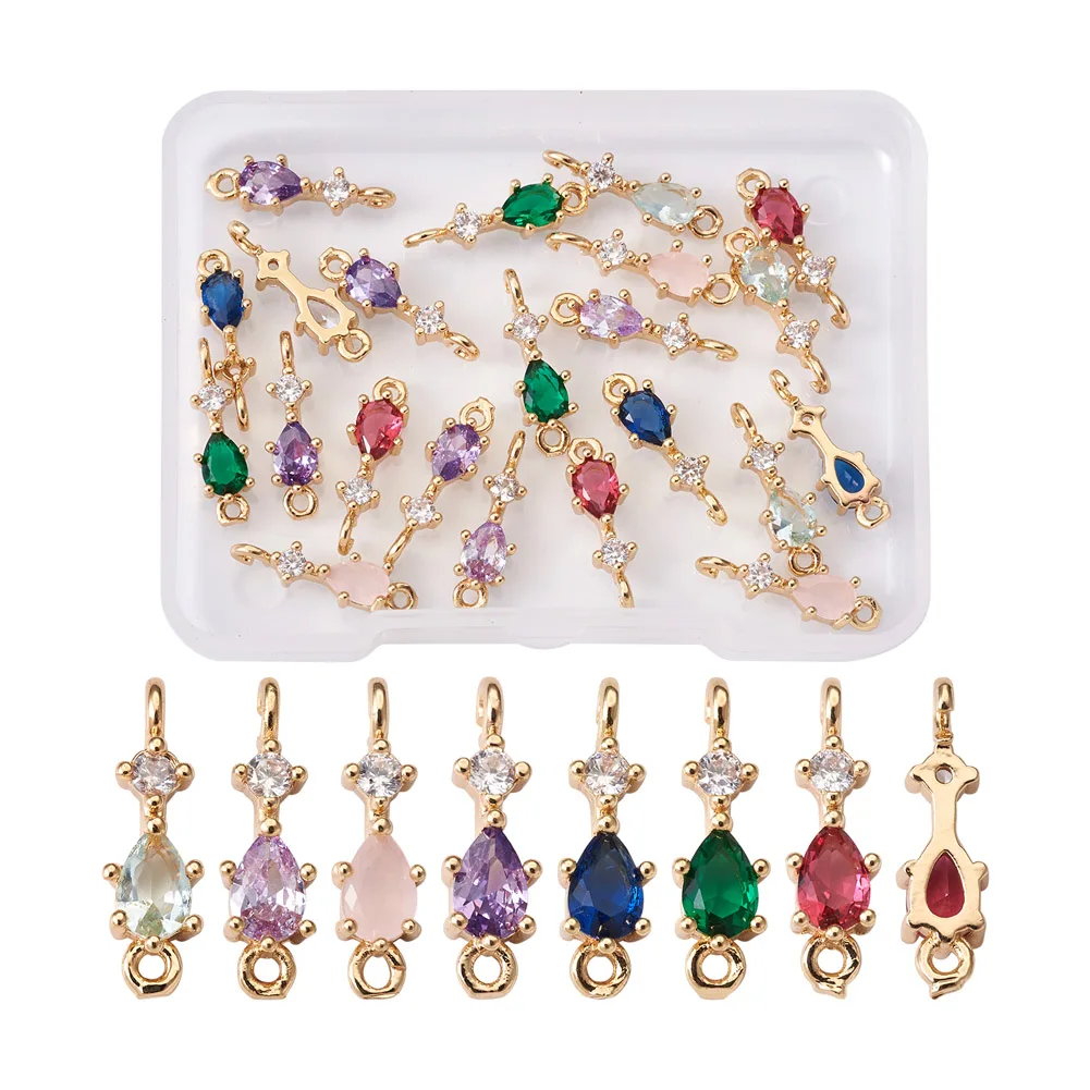 

1 коробка, латунные подвески с фианитами в форме слезы