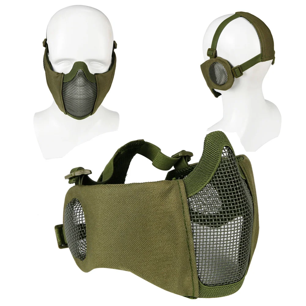 

Airsoft and Paintball CS Foldable Half Face Low-carbon Steel Mesh Style Comfortable Adjustable Protective Mask
