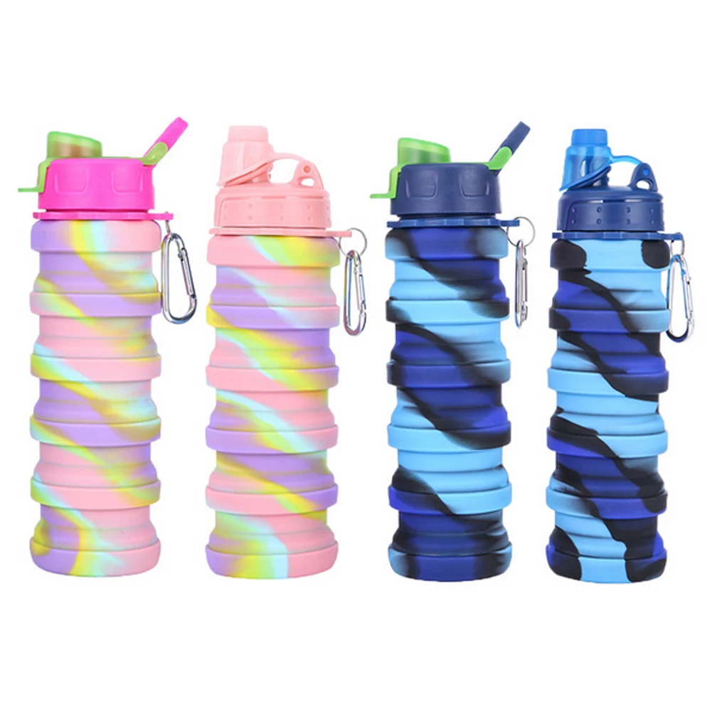 

500ML Collapsible Silicone Water Bottles Portable Leakproof Wide Mouth Travel Water Bottle For Outdoor Cycling Camping Bicycle
